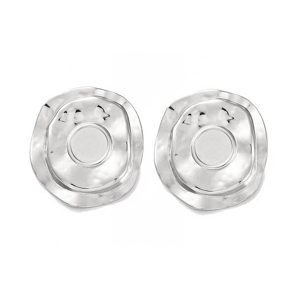 304 Stainless Steel Flat Round Stud Earrings