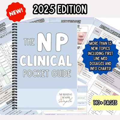 Nursing Made Simple 2025 NP Clinical Pocket Guide | 140+ Pages for FNP New Grads & Students | Pocket Reference Guide