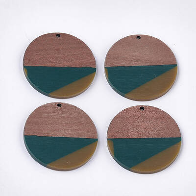 Tri-color Resin & Walnut Wood Pendants