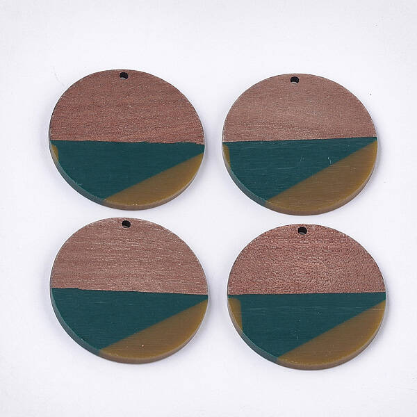 Tri-color Resin & Walnut Wood Pendants