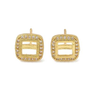 Brass Micro Pave Cubic Zirconia Stud Earring Findings