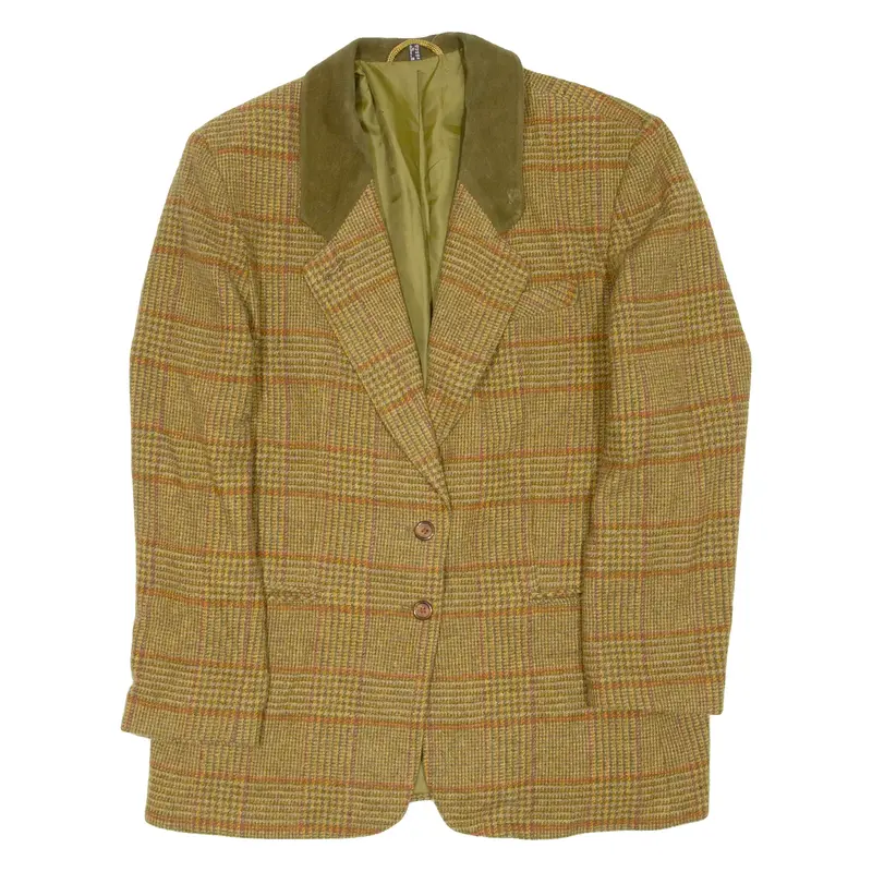 Womens Blazer Coat Brown Wool Check UK 14