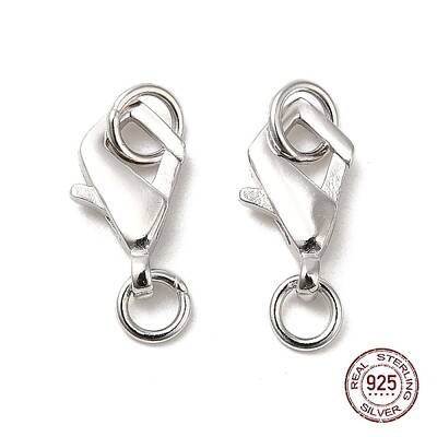Anti-Tarnish Rhodium Plated 925 Sterling Silver Lobster Claw Clasps