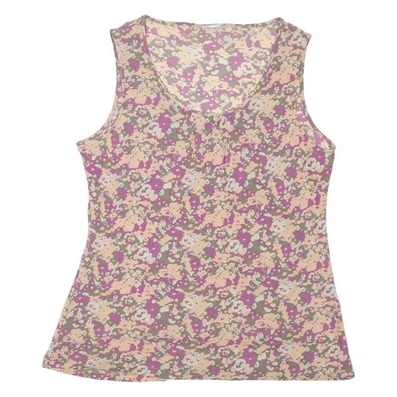 Womens Printed Top Purple Sleeveless Floral L
