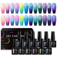 Color Changing Gel Nail Polish Set, 12pcs/set Glitter Temperature Change Gel Nail Art Polish, UV LED Lamp Cured Nail Art Kit ...