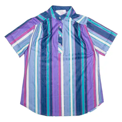 MAGGIE SWEET Womens Blouse Blue Button Neck Striped M