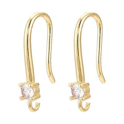 Brass Micro Pave Clear Cubic Zirconia Earring Hooks