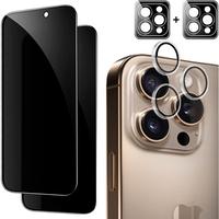 for  16 Pro Max  Screen Protector + Camera Lens Protector [Individual Lens + Installation Tray] 9H Anti Spy Tempered Glass, C...