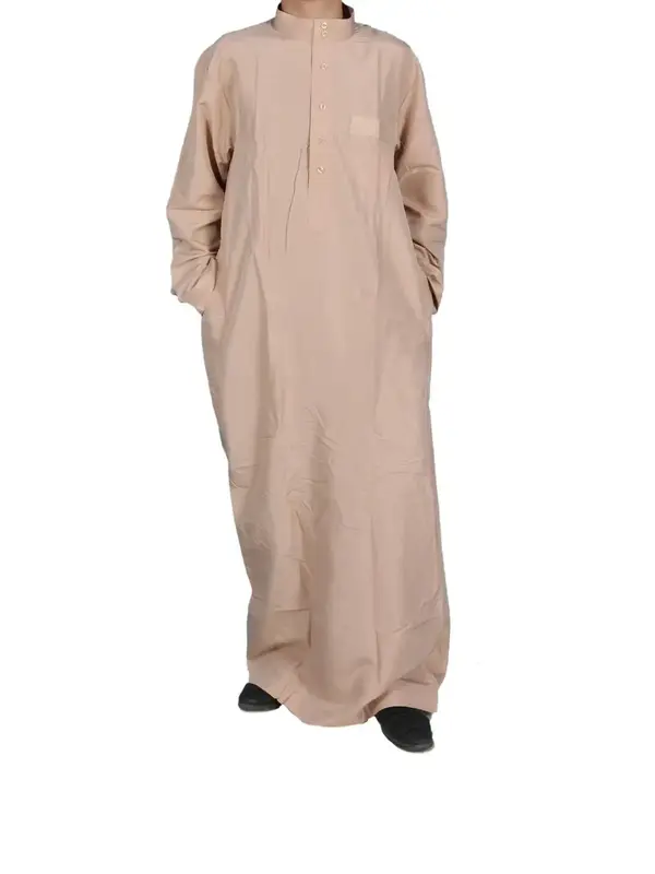 Men's Solid Color Thobe, Loose Casual Comfy Long Sleeve Robe for Daily Wear, Men's Islamic Clothing for All Seasons, Modesty ...