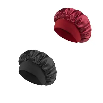 2024 Trendy Satin Bonnet for Sleeping, 2 Counts Breathable Elastic Hair Bonnet for Women, Multifunctional Hair Cap for Face W...