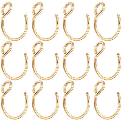 Beebeecraft 1 Box 30Pcs Clip on Nose Ring Findings 18K Gold Plate Stainless Steel Nose Rings Hoops with 2mm Hole for Jeweller...