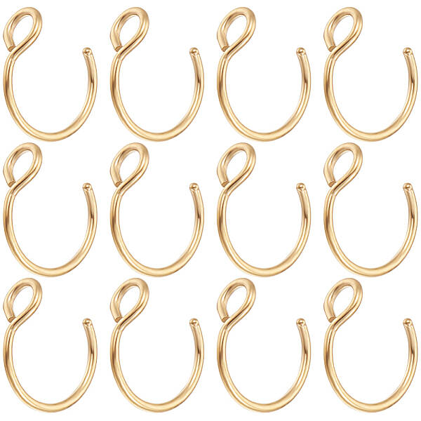 Beebeecraft 1 Box 30Pcs Clip on Nose Ring Findings 18K Gold Plate Stainless Steel Nose Rings Hoops with 2mm Hole for Jeweller...