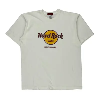 Baltimore Hard Rock Cafe Graphic T-Shirt - XL White Cotton