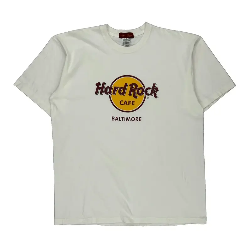 Baltimore Hard Rock Cafe Graphic T-Shirt - XL White Cotton