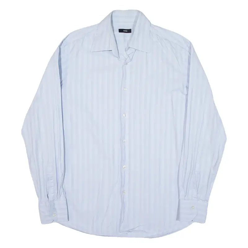 BOSS Mens Shirt Blue Striped Long Sleeve M