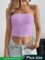 【Plus Size】Floral Jacquard Tube Top, Casual Strapless Top for Summer, Women's Plus Clothing for Daily Wear