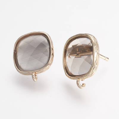 Brass Micro Pave Cubic Zirconia Stud Earring Findings
