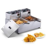 VEVOR Commercial Electric Deep Fryer, 24L Large Capacity Electric Countertop Fryer with Dual Removable Basket,  3000W Stainle...