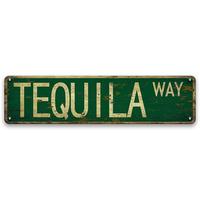 Vintage Style Metal Tin Sign, Tequila Way Sign, Creative Street Sign for Home, Room, Wall, Restaurant, Bar, Cafe, Garage, and...