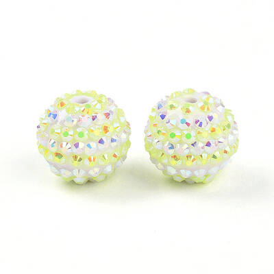 Stripe Pattern Resin AB Rhinestone Round Beads