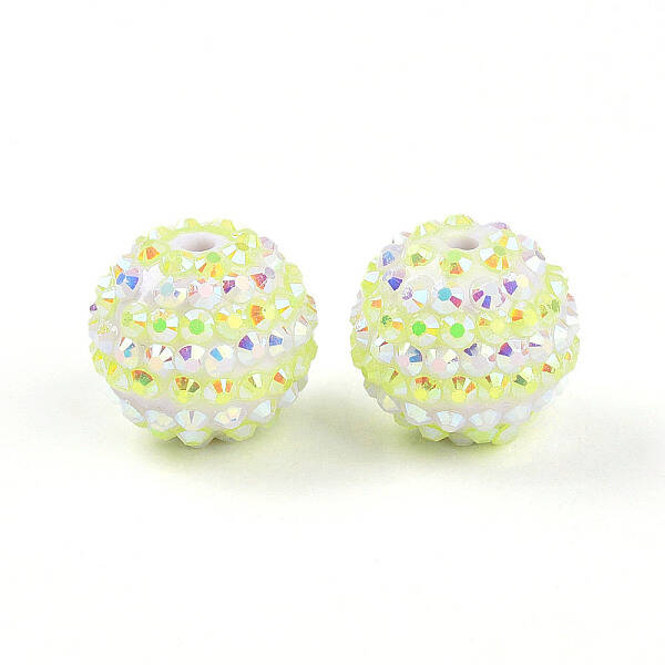 Stripe Pattern Resin AB Rhinestone Round Beads