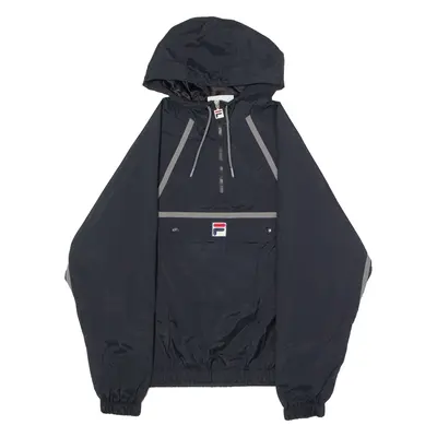 FILA Mens Pullover Jacket Black Nylon Hooded S