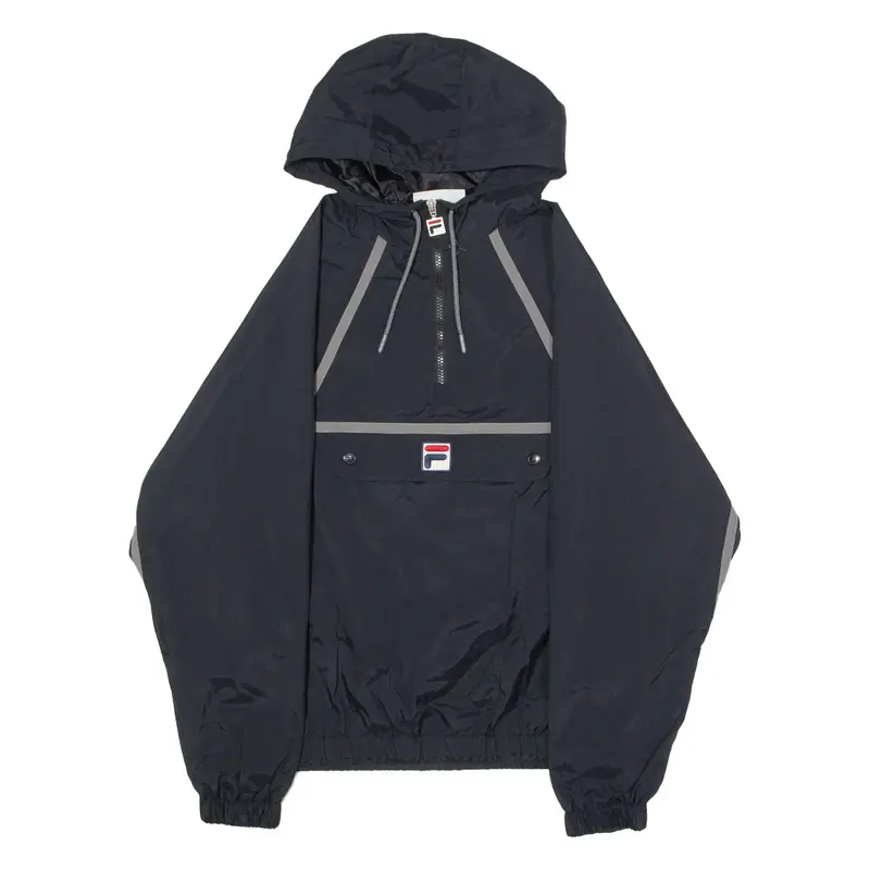 FILA Mens Pullover Jacket Black Nylon Hooded S