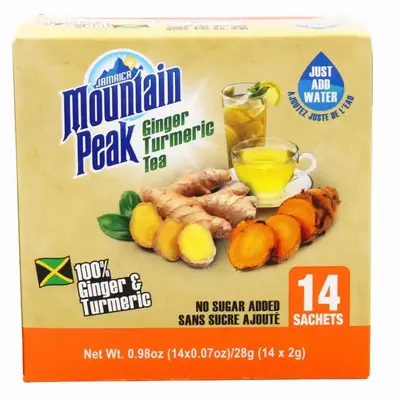 Jamaica Mountain Peak Ginger Turmeric Tea, With No Added Sugar Natural