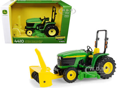 John Deere 4410 Tractor Green with Mower Deck and Snow Blower \