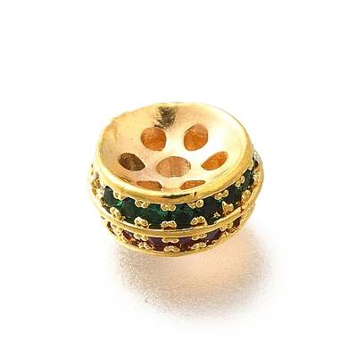 Brass Micro Pave Cubic Zirconia Beads