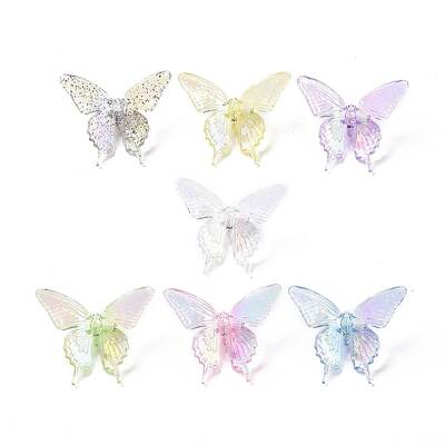 UV Plating Rainbow Iridescent Transparent Acrylic Beads