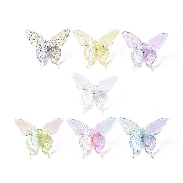 UV Plating Rainbow Iridescent Transparent Acrylic Beads