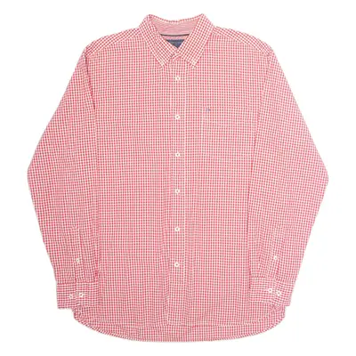 TOMMY HILFIGER Mens Shirt Red Gingham Long Sleeve L