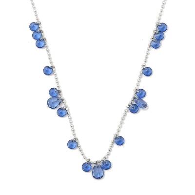 304 Stainless Steel Cubic Zirconia Teardrop & Flat Round Bib Ball Chain Necklaces for Women