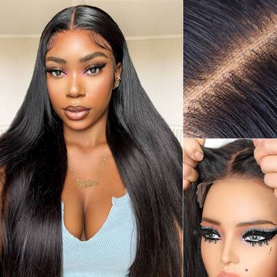 Wear & Go Pre Cut Lace HD Transparent Glueless Straight 4x4 5x5 6X4.5 Lace Closure Wig