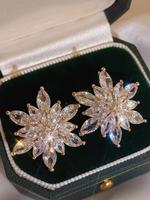 Snowflake Design Rhinestone Stud Earrings, Pretty Studs, Elegant Exquisite Fashionable Jewelry for Women, Trendy Cubic Zircon...