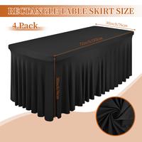 2/4/6Pack Spandex Table Skirt ( 6/8FT),One-Piece Wrinkle-Resistant Ruffles Design Installs in Seconds,Perfect for Rectangle T...