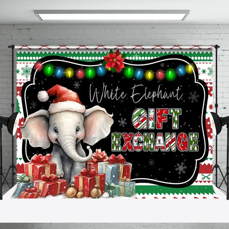 Aperturee Gifts White Elephant Exchange Christmas Backdrop - Aperturee