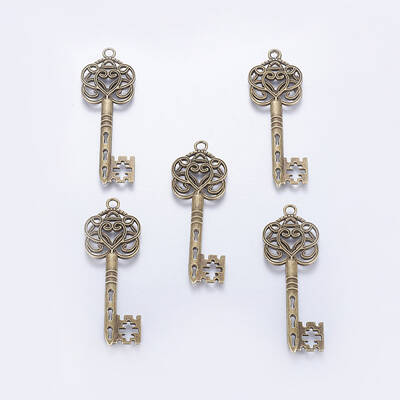 Tibetan Style Alloy Big Skeleton Key Pendants