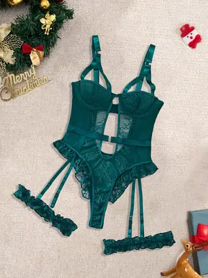 Christmas Sexy Embroidered Lingerie Set, High-Quality Comfortable Transparent Bra, Slim-Fit Adjustable Straps, All Seasons We...