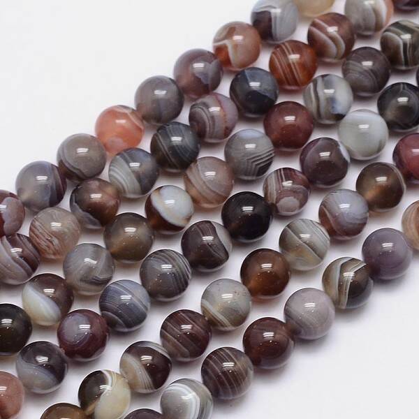 Round Natural Botswana Agate Bead Strands