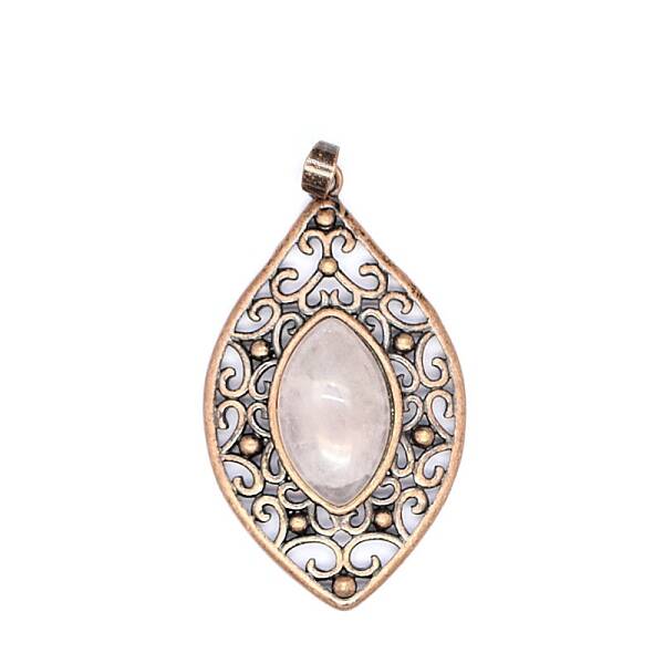 Retro Hollow Natural Rose Quartz Pendants