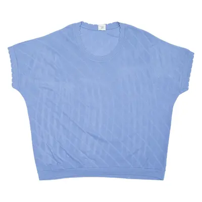 Jumper Blue Tight Knit Short Sleeve Womens L