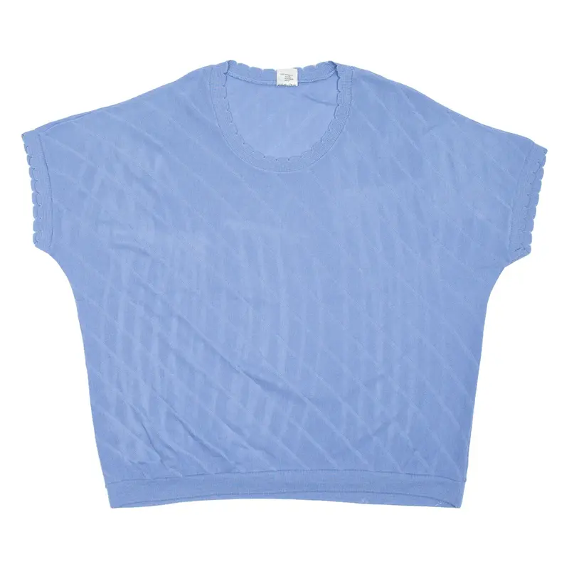 Jumper Blue Tight Knit Short Sleeve Womens L