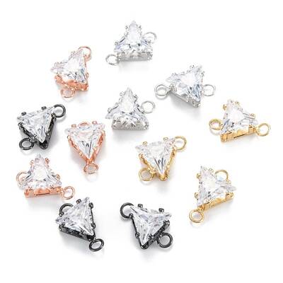 Brass Clear Cubic Zirconia Links