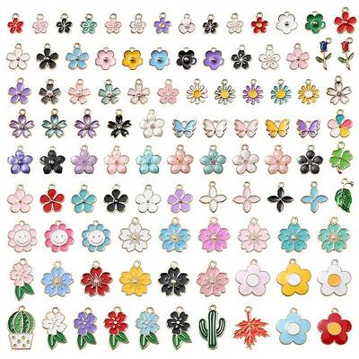 100Pcs 100 Style Alloy Enamel Charms