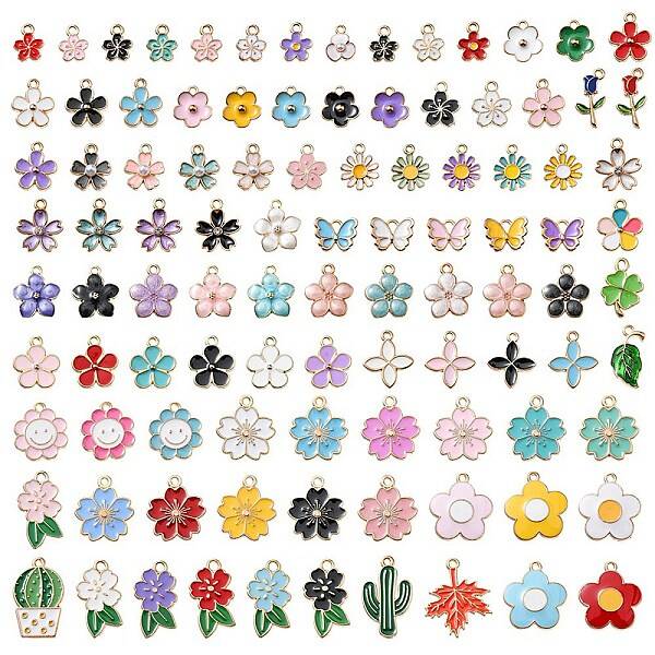 100Pcs 100 Style Alloy Enamel Charms