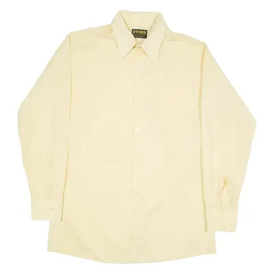 STORK Mens Plain Shirt Yellow Long Sleeve M