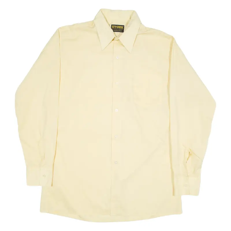 STORK Mens Plain Shirt Yellow Long Sleeve M