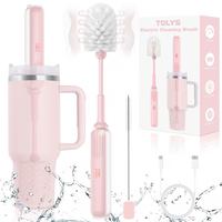 3 in 1Electric Water Bottle Brush Set,Long Handle Bottle Brush with Straw Brush,Kitchen Cleaning Tool for Tumblers, Mugs, Gla...